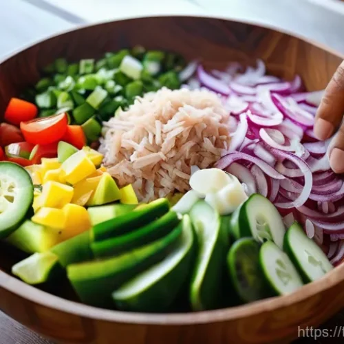Home 29 키리바시 원주민 요리법 - **"A vibrant and healthy Kiribati 'Ika Mata' preparation.** The image shows a close-up of a person's...